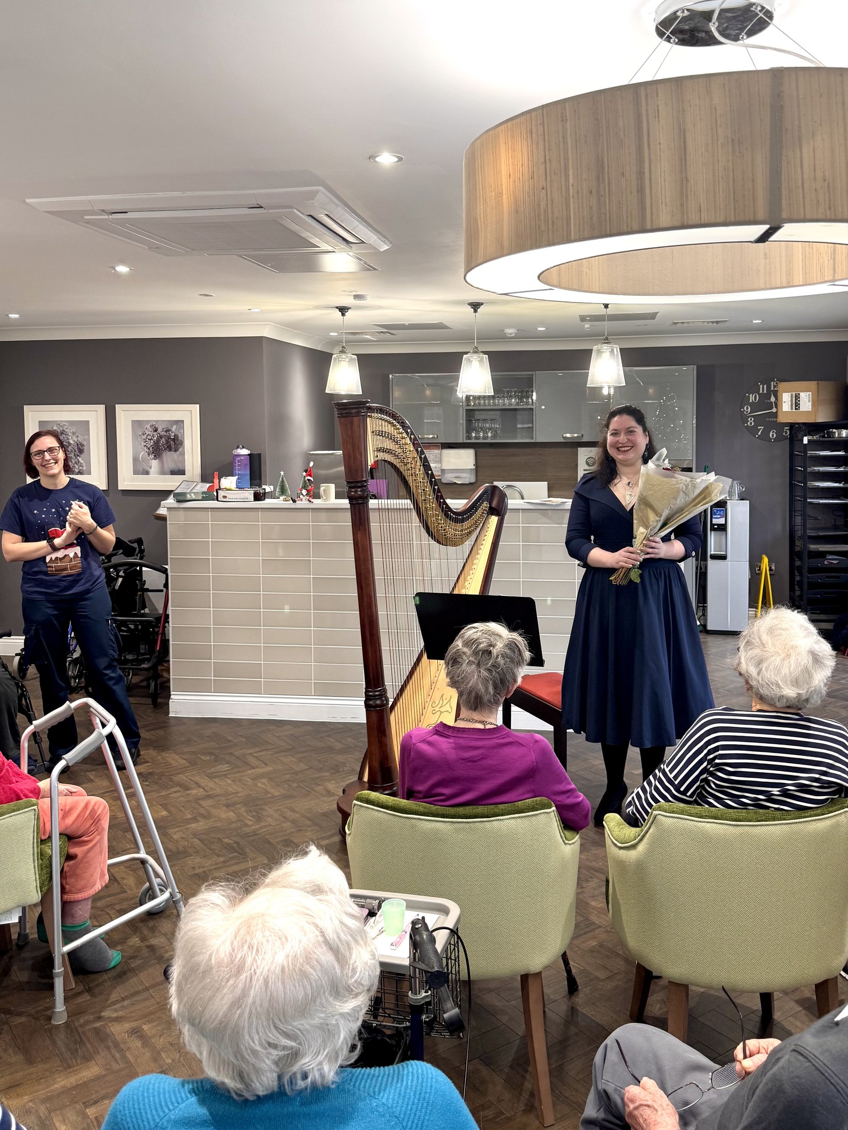 Maria Trotter with her harp